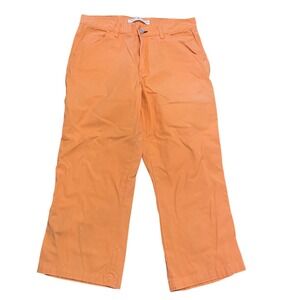 90s Tommy Hilfiger Jeans Womens 6 Orange Carpenter Painter Pants Wide Leg Skater
